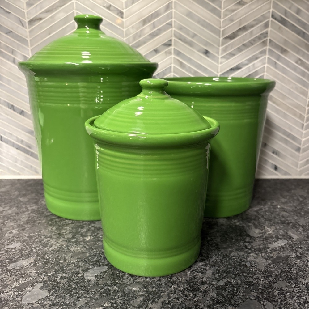 Fiestaware Shamrock Canisters Set Of 3 Large, Medium And Small